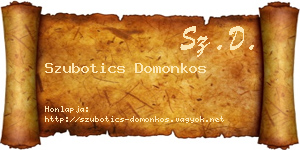 Szubotics Domonkos névjegykártya